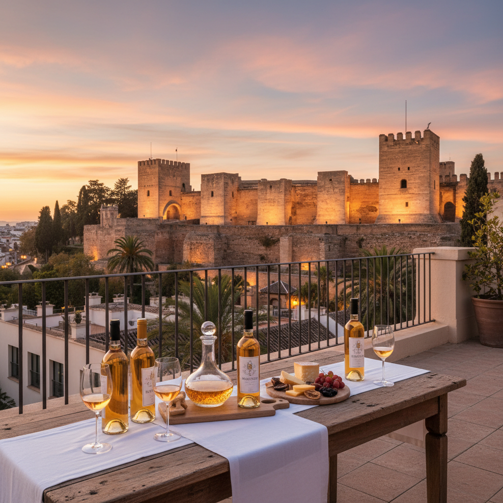 Moscatel and Sunset: Exclusive Wine Tasting on the Rooftop with Alcazaba Views